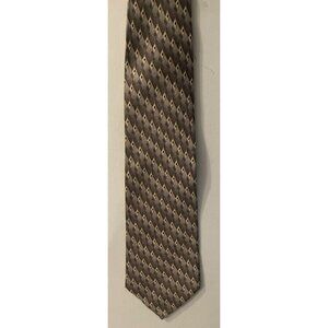 Pierre Cardin Geometric 100% Brown and Cream Tie  # 2183